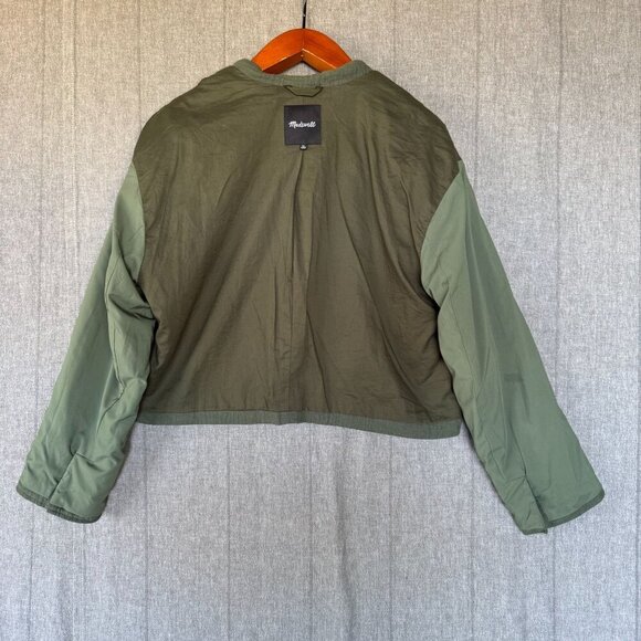 Madewell The Drop-Shoulder Linen Blend Foraged Green Boxy Crop Blazer Size XL - Picture 10 of 17